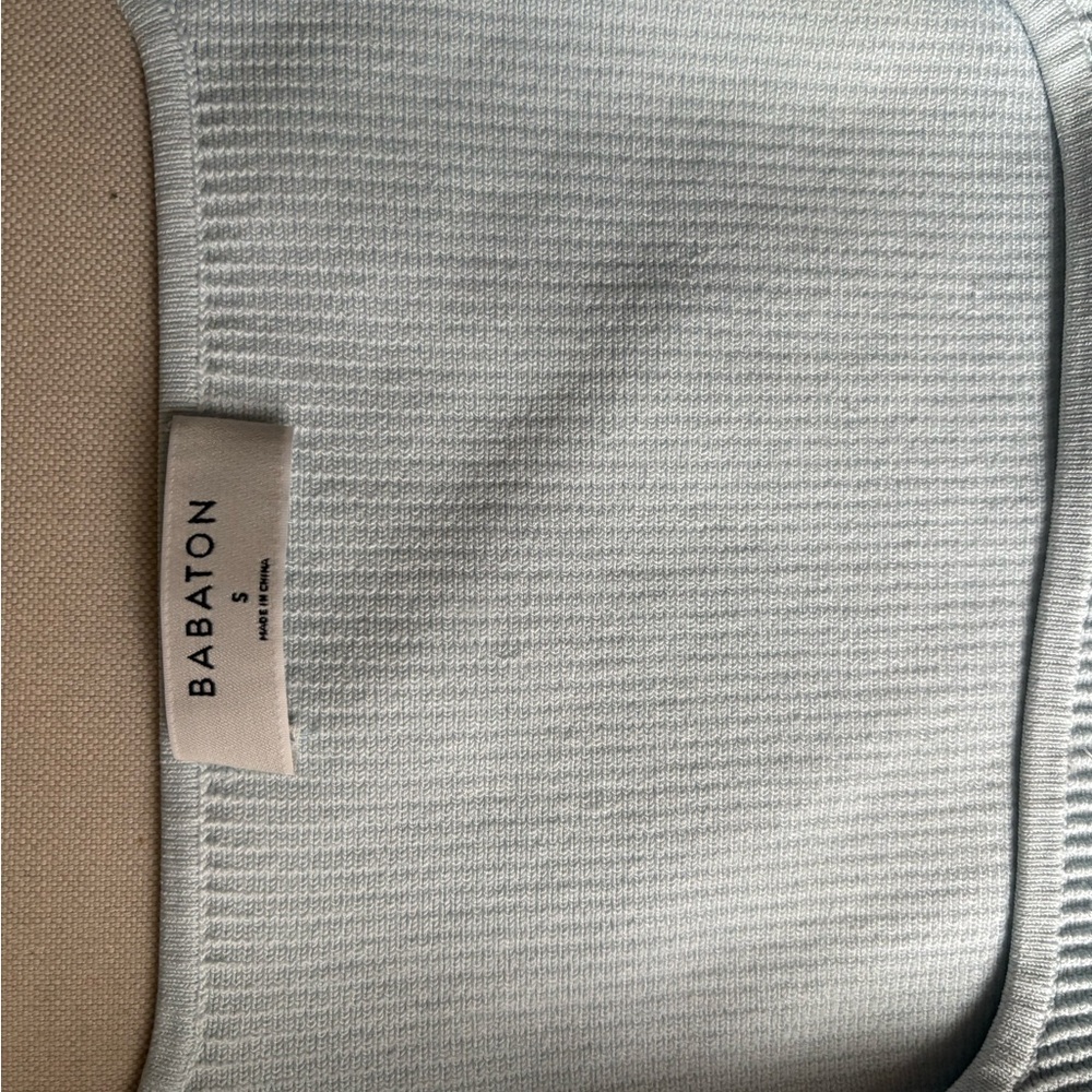 Light Blue Ribbed Square Neck Top - Picture 2 of 2